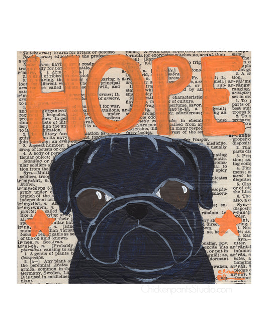 Hope -  Black Pug Art Print