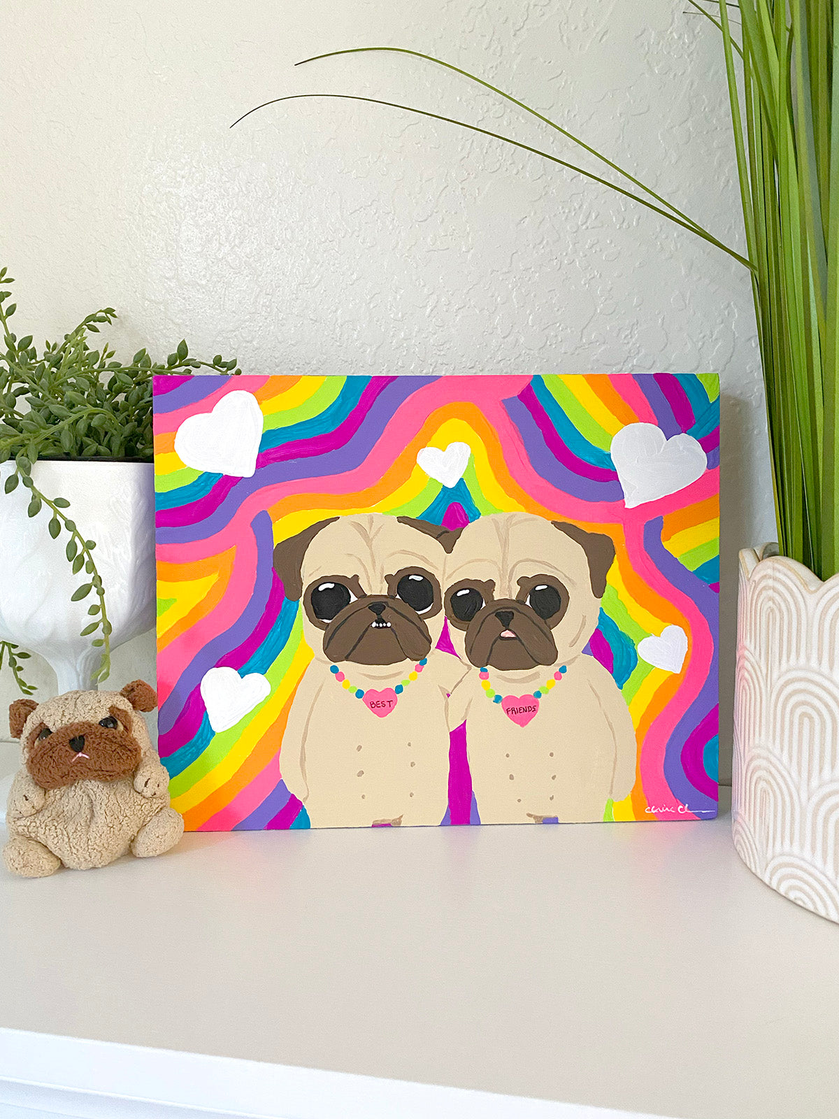 Best Friends - Original Pug Painting