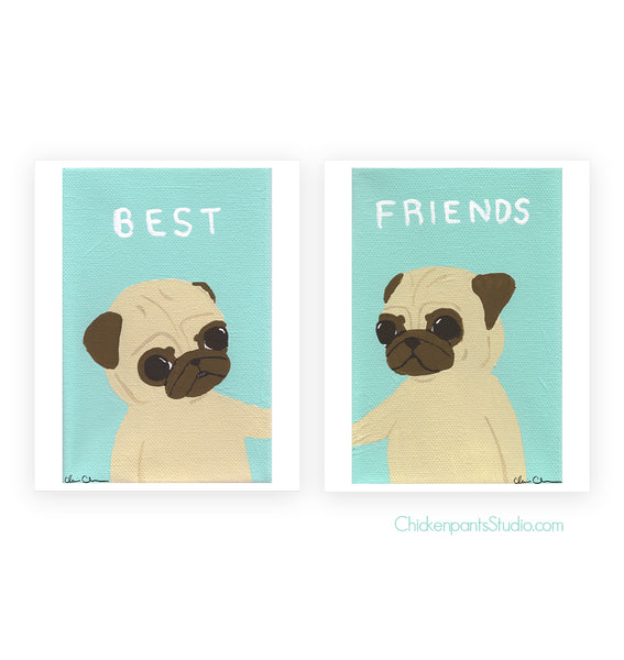 Best Friends -  Pug Art Print Set
