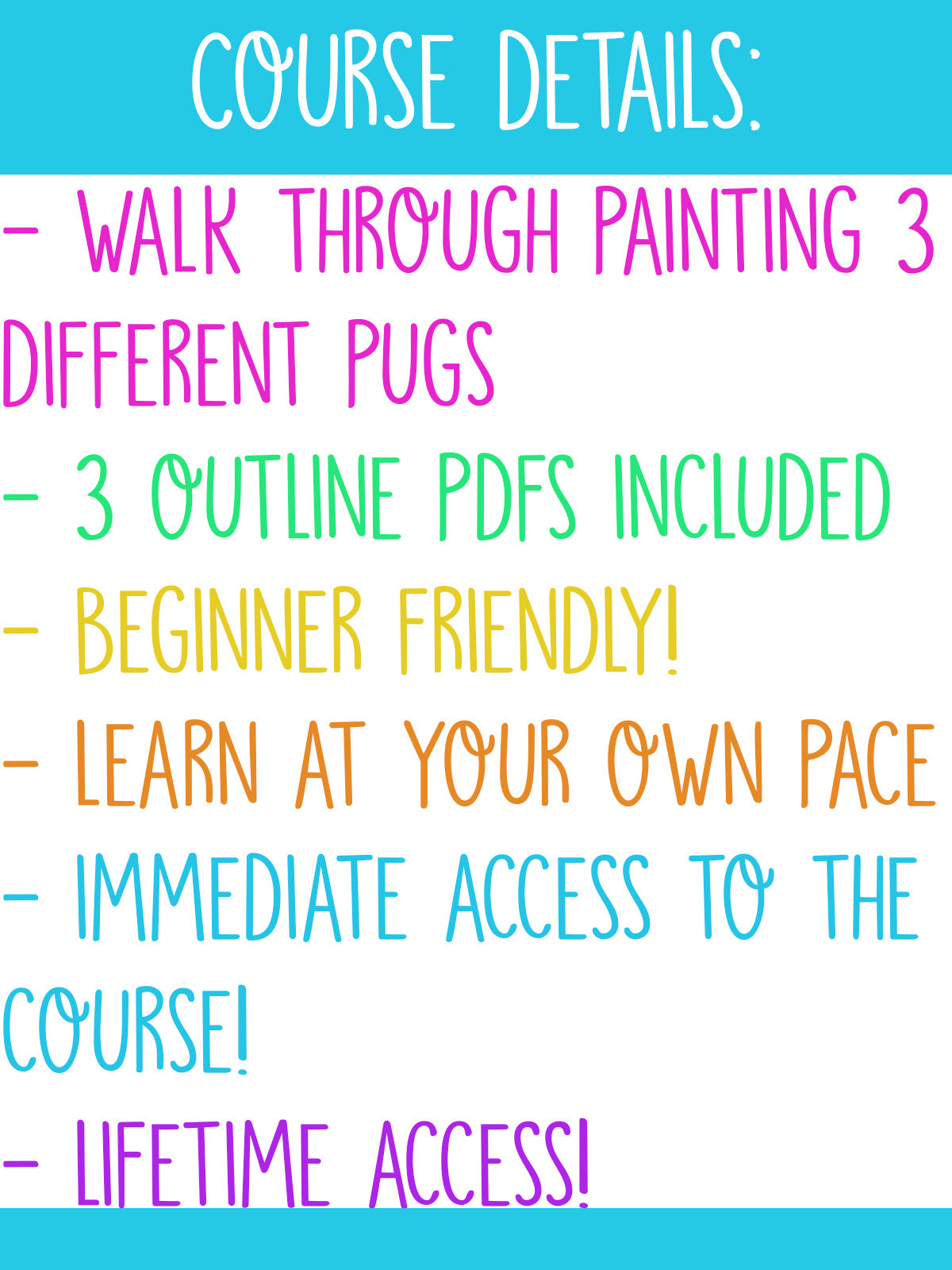 Learn to paint watercolor rainbow pugs - self paced class