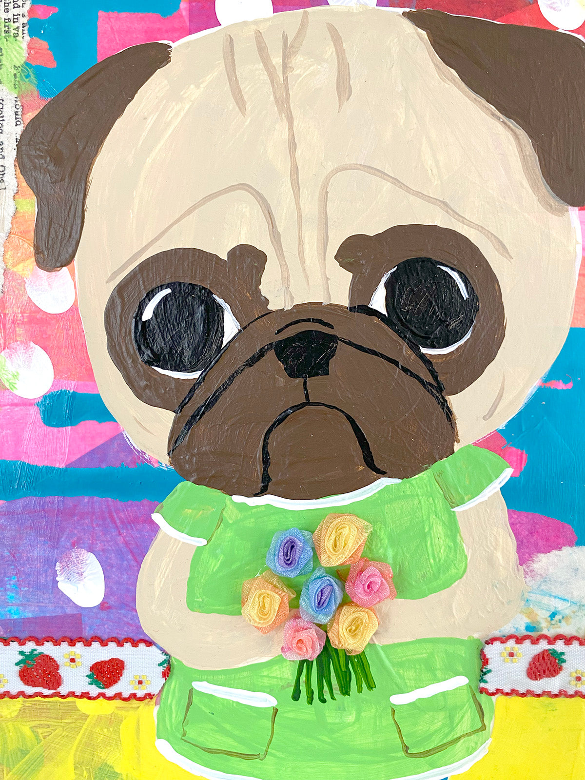 Bouquet - Original Pug Painting