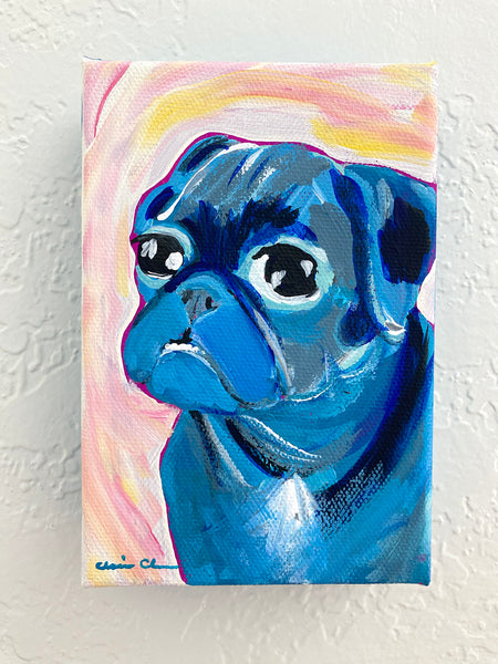 Blue Pug - Art Treats #111 - Original Painting