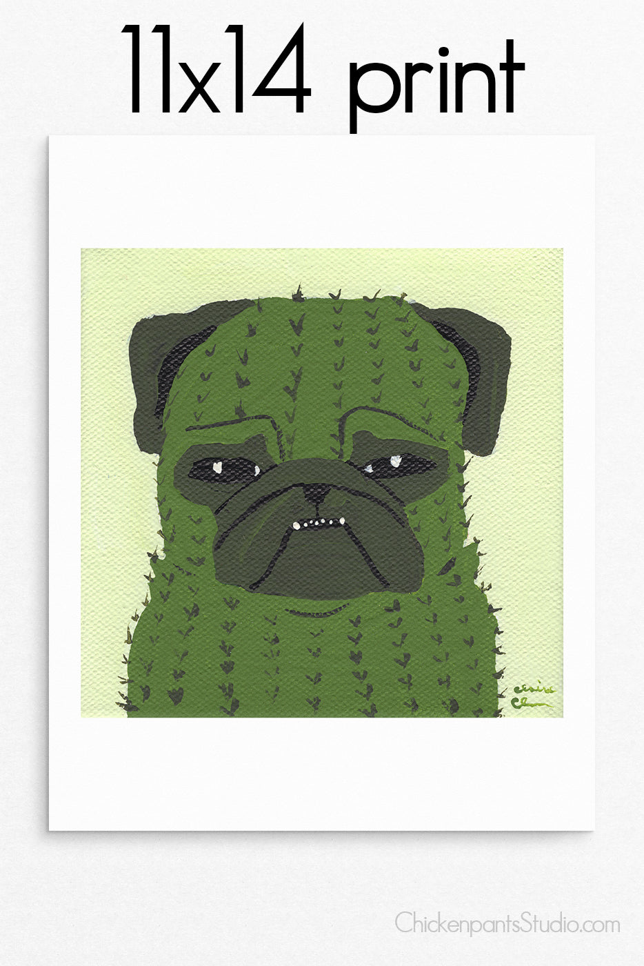 Cactus Pug -  Pug Art Print