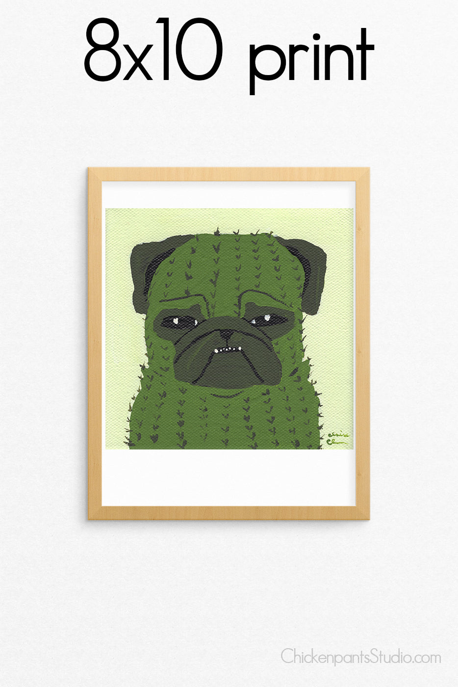 Cactus Pug -  Pug Art Print
