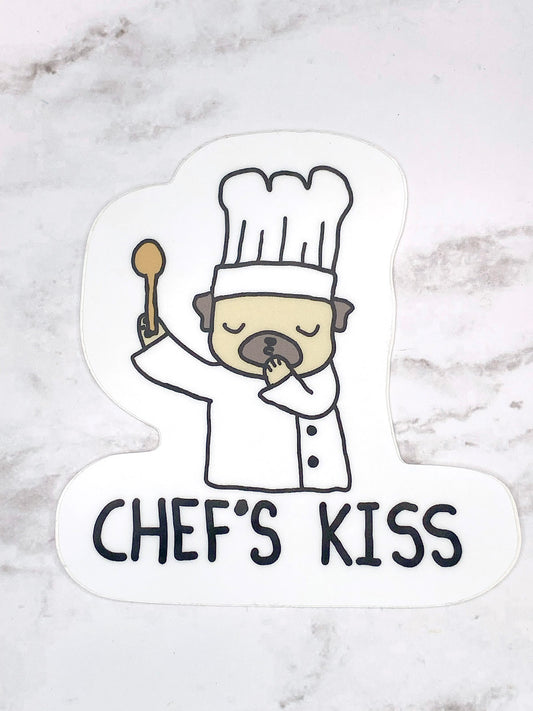 Chef's Kiss - Pug Vinyl Sticker