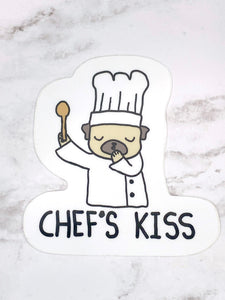Chef's Kiss - Pug Vinyl Sticker