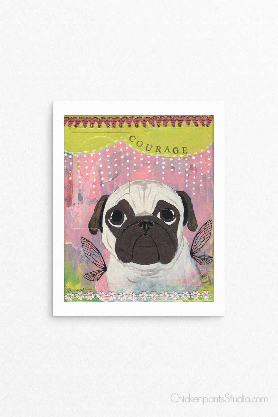 Courage -  Pug Art Print