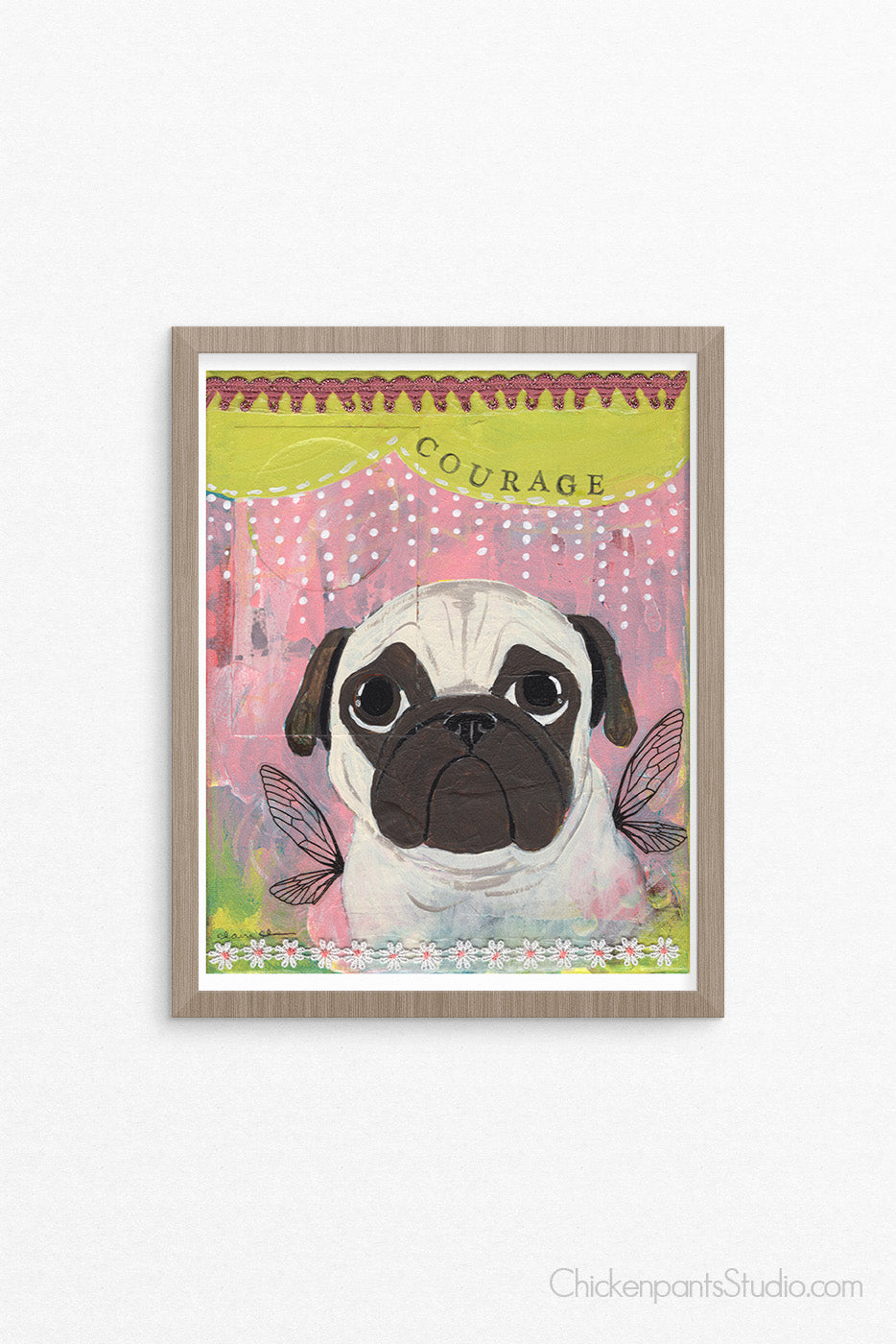Courage -  Pug Art Print