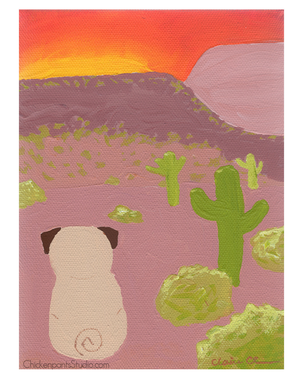 Desert Pugscape -  Pug Art Print