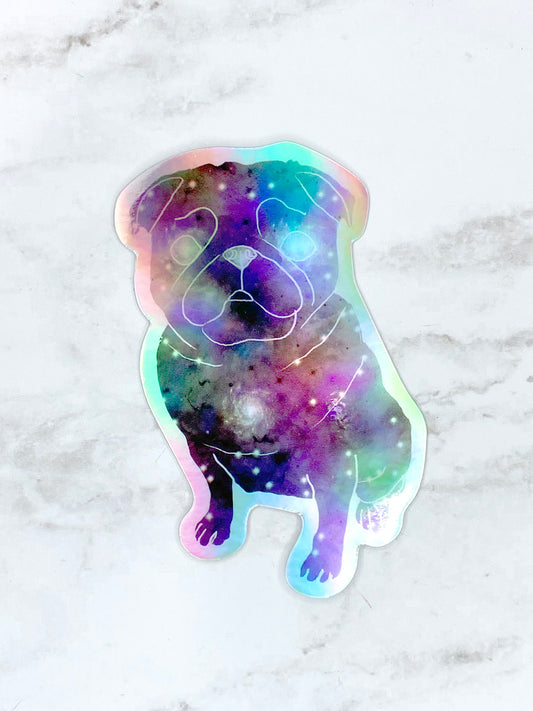Supernova - Galaxy Pug Holographic Vinyl Sticker
