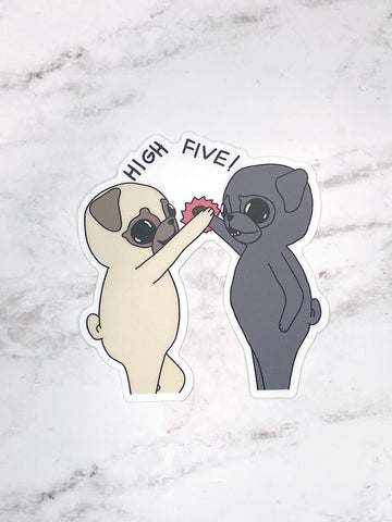 High Five! - Pug Vinyl Sticker