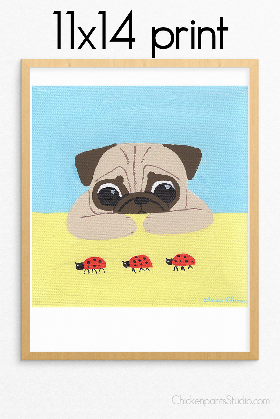 Ladybug Parade -  Pug Art Print