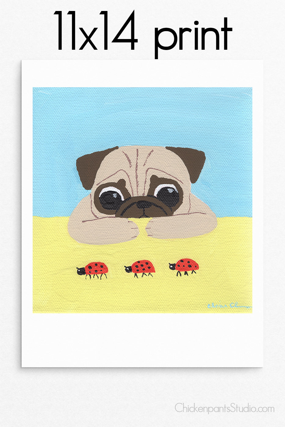 Ladybug Parade -  Pug Art Print