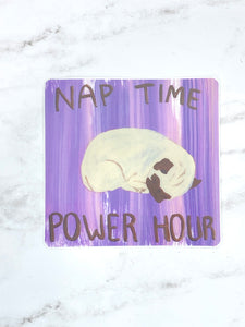 Nap Time Power Hour - Pug Vinyl Sticker