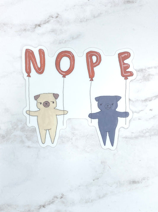 Nope - Pug Vinyl Sticker