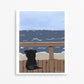 Seaside Pugscape With Black Pug -  Pug Art Print
