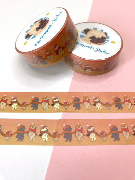 Scarf Pugs - Pug Washi Tape