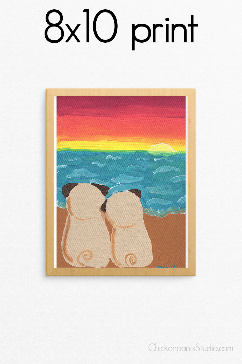 Sunset Pugscape -  Pug Art Print
