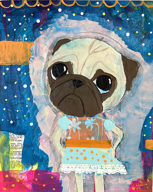 Twilight Girl - Original Pug Painting