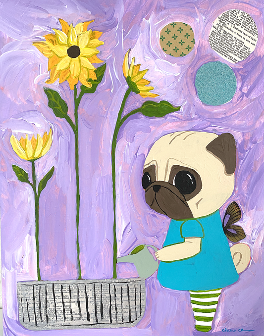Tending To Hopes And Dreams - Original Pug Painting