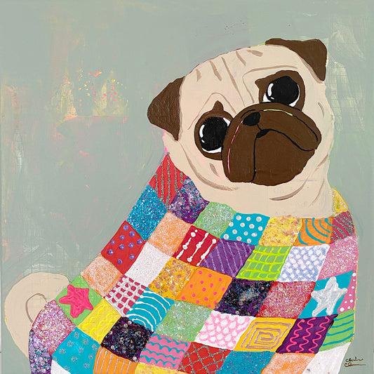 Wrapped Up In Love Two- Original Pug Painting
