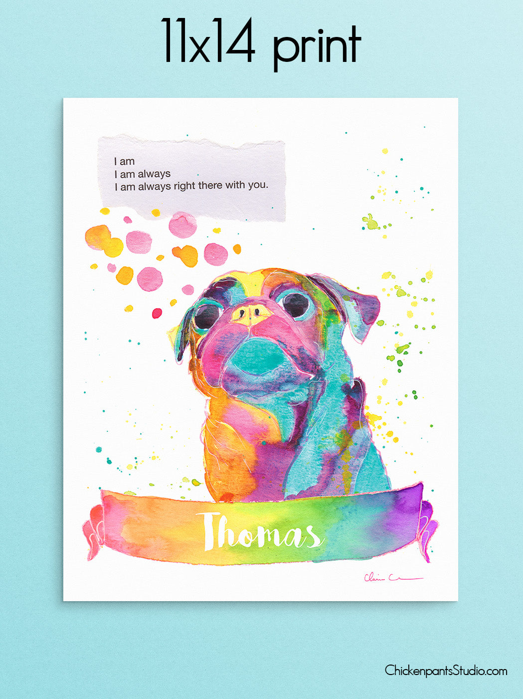 Personalized Always Right There With You -  Pug Art Print