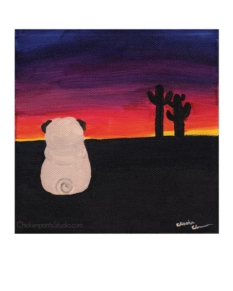 Sonoran Sunset Pug -  Pug Art Print