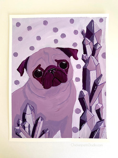 Amethyst Pug - Original Pug Painting