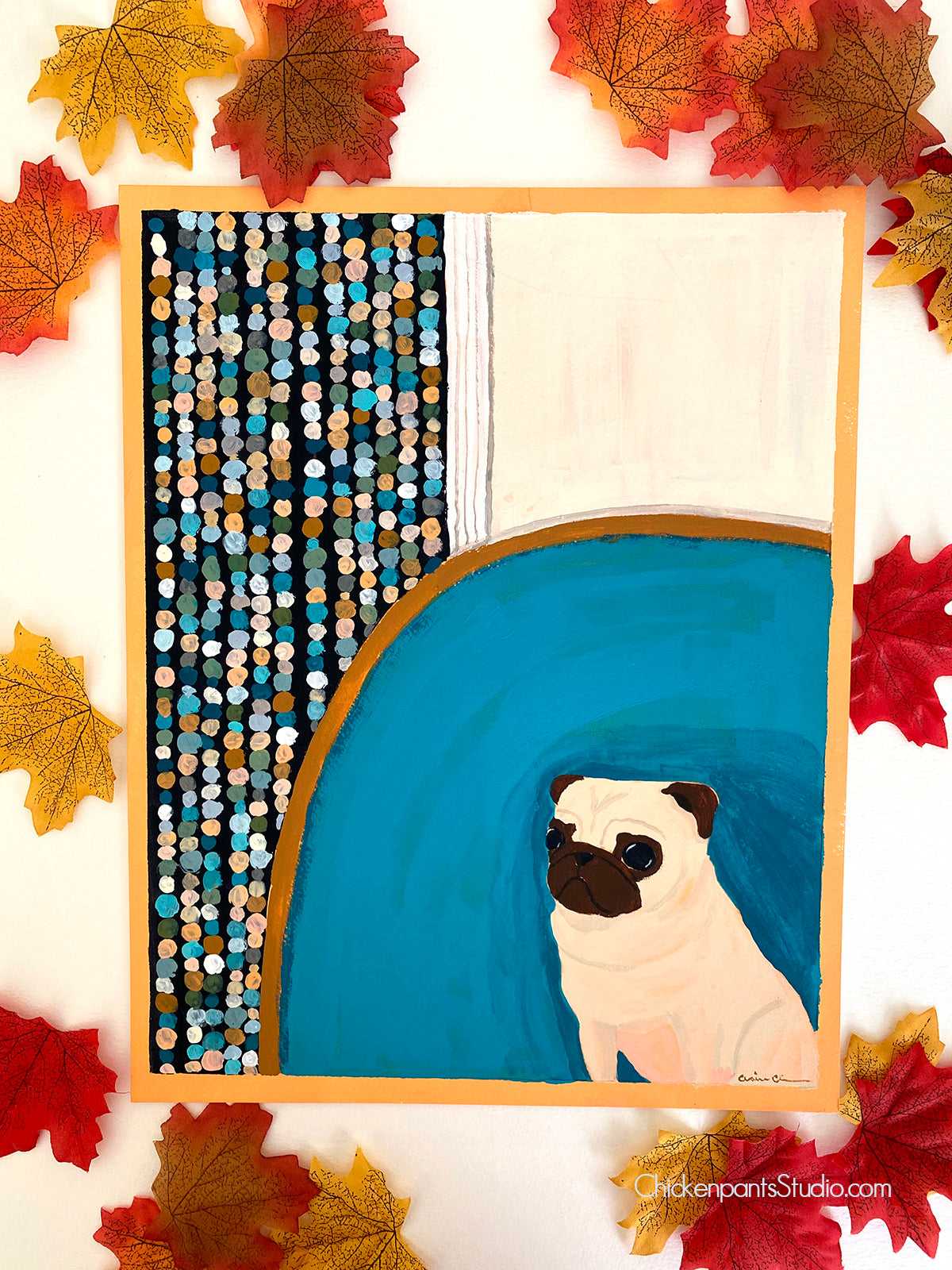 Beaded Curtain - Original Pug Painting