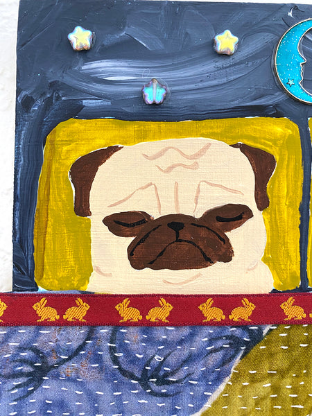 Bed Pugs no. 2 - Original Pug Painting