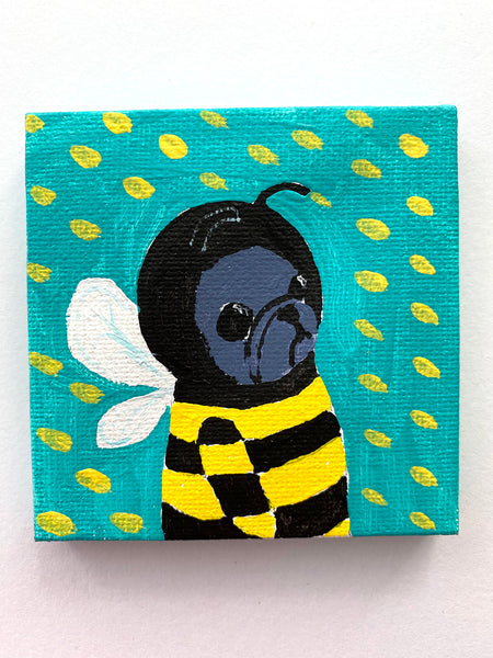 Bee no. 2 - Original Miniature Pug Painting