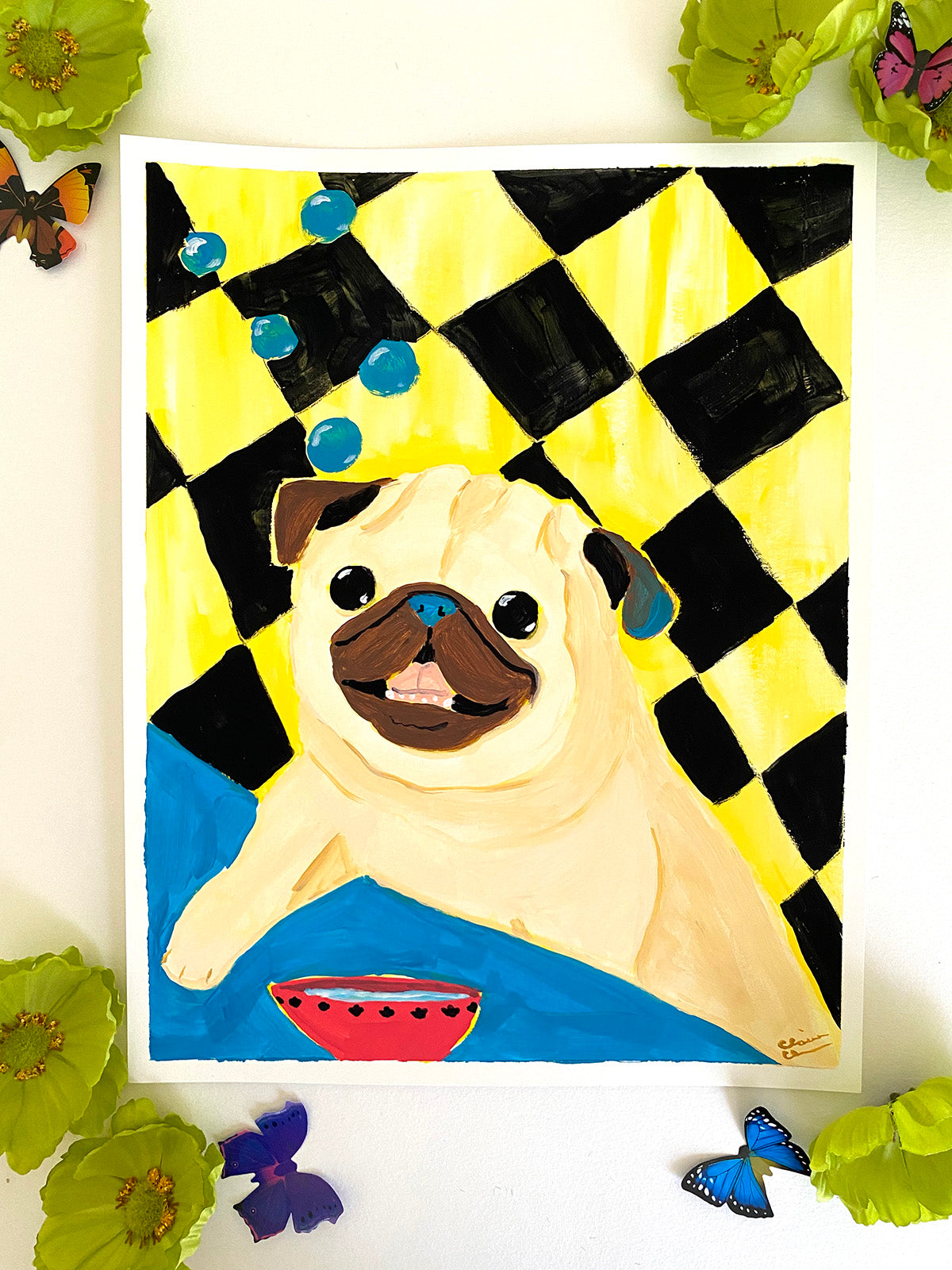 Belly Up To The Bar - Original Pug Painting
