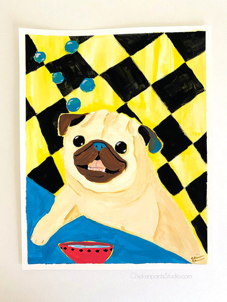 Belly Up To The Bar - Original Pug Painting
