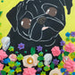 In The Flowers - Original Pug Painting