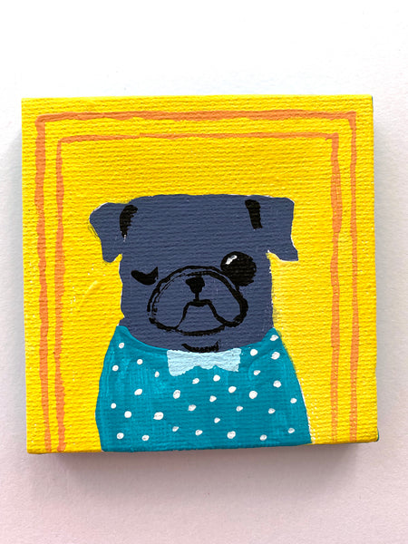 Proper Puglet - Original Miniature Pug Painting