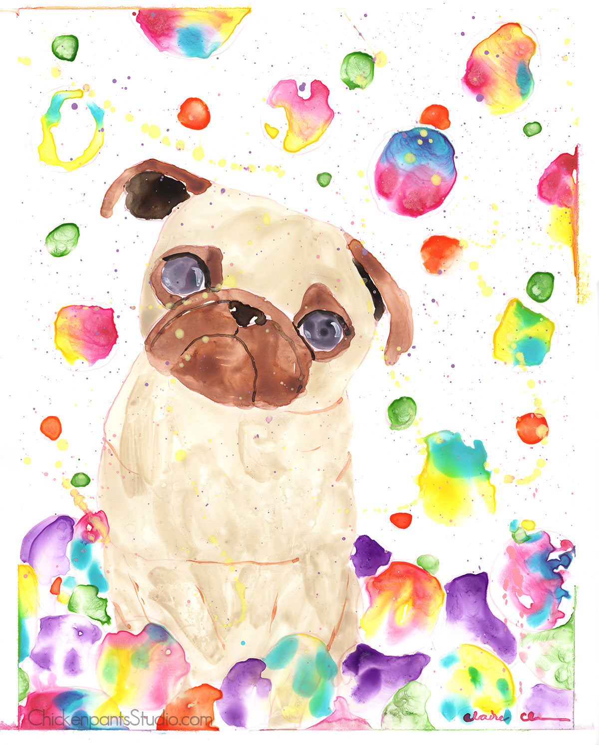 Bubbles - Original Pug Painting
