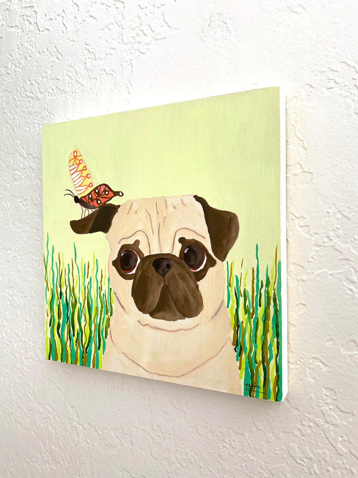 Butterfly no. 1 - Original Pug Painting