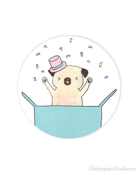 Celebrate! - Pug Vinyl Sticker