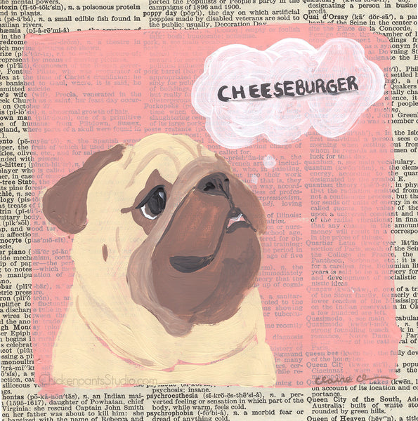 Cheeseburger - Original Pug Painting
