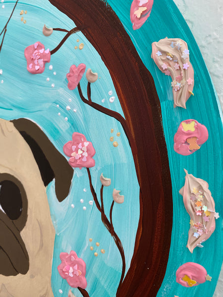 Cherry Blossom - Original Pug Painting