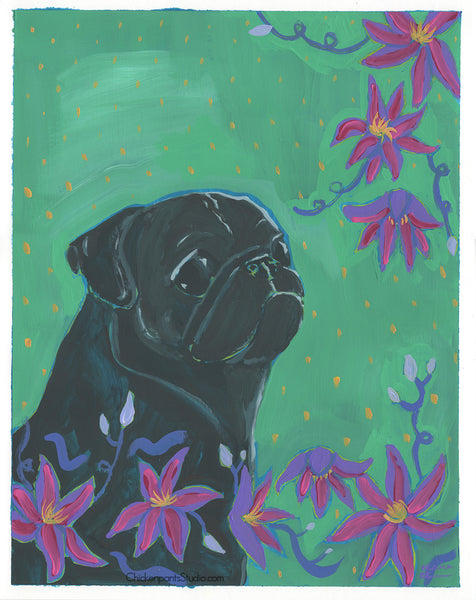 Clematis - Original Pug Painting