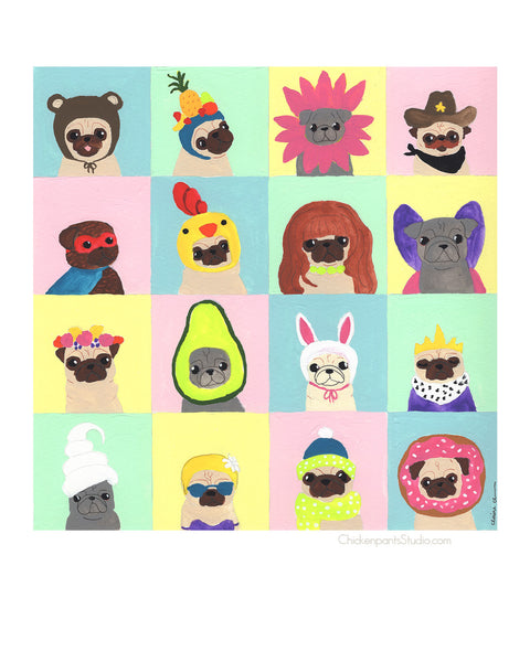 Costume Party -  Pug Art Print