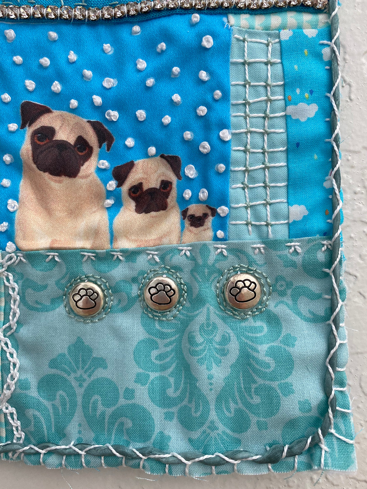 Crazy Quilt - Original Pug Textile Art