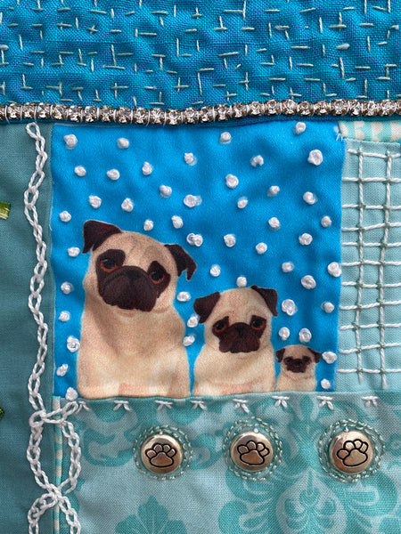Crazy Quilt - Original Pug Textile Art