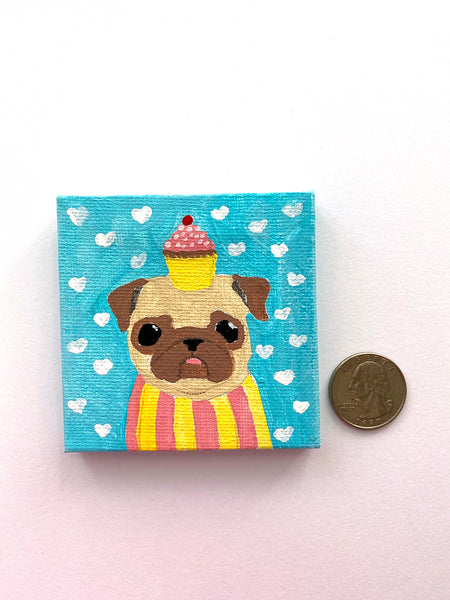 Cupcake - Original Miniature Pug Painting
