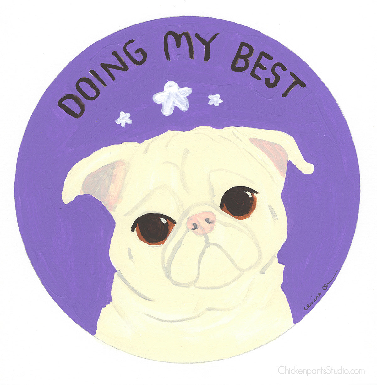 Doing My Best - Original Pug Painting