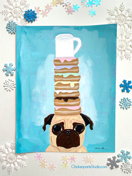 Donut Stack - Original Pug Painting