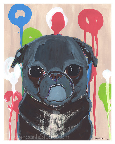 Drippy -  Pug Art Print