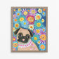 Floral Pug -  Pug Art Print