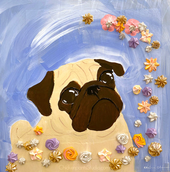 Flower Dream - Original Pug Painting